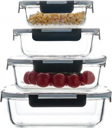 Pmssypl Glass Food Storage Containers with Glass 4-Piece, Bundle of 2