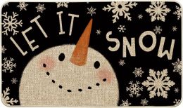 Artoid Mode Let It Snow Snowman Christmas Decorative Doormat Black 29 Inch, 17 x 29 Inch, Bundle of 2