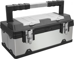 BIG RED 19" Stainless Steel and Plastic Portable Storage Tool Box Stainless Steel Plastic Metal