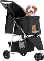 NEWBULIG Foldable 3 Wheel Pet Stroller for Dogs and Foldable