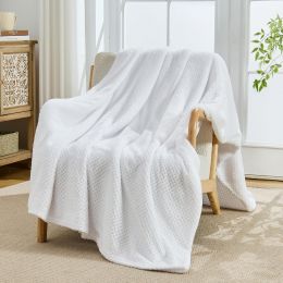 Arangeya Soft Waffle Fleece Throw Blanket 90 in, 90 x 90 in