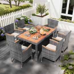 Shintenchi 7 PCS Wicker Patio Dining Set