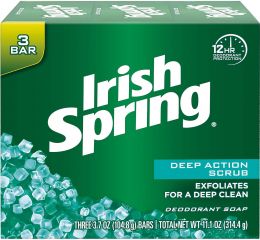 Irish Spring Deep Action Scrub Deodorant Soap by 3 Count, 11.1 Oz, Bundle of 3