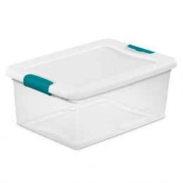 Sterilite +14948012+15+Quart+White%2fClear+Plastic+Storage+Box+With+Blue+Aquarium+Latches Plastic, Bundle of 2