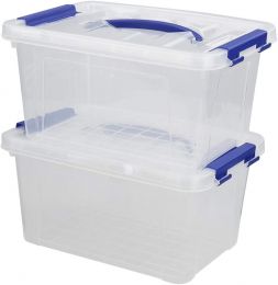 Jekiyo Clear Plastic Storage Bin Plastic 2 Pack, Bundle of 2
