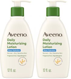 Aveeno Sheer Hydration Daily Moisturizing Fragrance-Free Lotion with Pack of 2, Bundle of 2