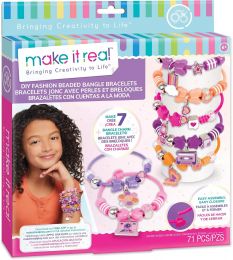 Make It Real DIY Fashion Beaded Bangle Bracelets - Create 7, Bundle of 3