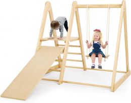 Belleur Multifunctional Indoor Jungle Gym for Toddlers - Wooden Montessori Climbing Set with Wood
