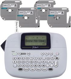 Brother PT-M95 P-Touch Monochrome Label Maker Bundle (4 Label Tapes Included)