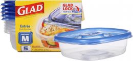 Glad GladWare Entree Food Storage Containers Plastic 5 Count, 25 Ounces, Bundle of 2