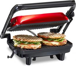 Hamilton Beach Electric Panini Press Grill with Locking Lid Nonstick Electric
