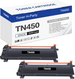 Toner H-Party TN450 Black Toner Cartridge Compatible Replacement for Brother 2-Pack, Bundle of 2