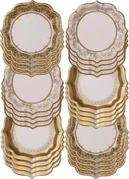Talking Tables 24 x Gold Disposable Paper Party Plates in 9inch, Bundle of 2