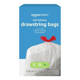 Visit the Store Flextra Strength Tall Kitchen Drawstring Trash Bags 50 Count, 13 Gallon, Bundle of 5