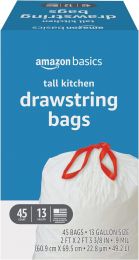 Visit the Store Tall Kitchen Drawstring Trash Bags 45 Count, 13 Gallon, Bundle of 5