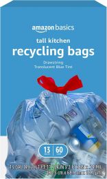 Visit the Store Blue Recycling Drawstring Trash Bags 60 Count, 13 Gallon, Bundle of 3