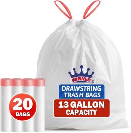 WINNER Trash Bags 13 20 Count, 13 Gallon, Bundle of 4