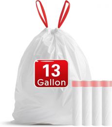 FIXSMITH 13 Gallon Trash Bags Drawstring Heavy Duty 20 Count, 13 Gallon, Bundle of 4
