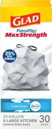 Glad ForceFlex MaxStrength XL Trash Bags 30 Ct, 20 Gal, Bundle of 2