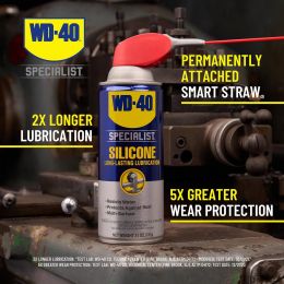 WD-40 Specialist Silicone Lubricant with SMART STRAW SPRAYS 2 WAYS Silicone 11 OZ, Bundle of 3