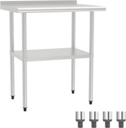 STEELBUS Stainless Steel Work Table with Back Panel and Stainless Steel