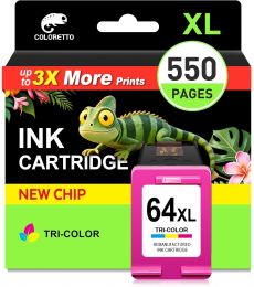 COLORETTO 64XL Color Ink Cartridge for HP Printers for