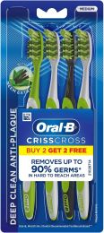 Oral-B Criss Cross Toothbrush with Neem Extract, Bundle of 3