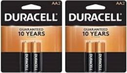 DURACELL AA Alkaline Batteries 1.5v (2 Pack) MN1500 2 Pack, Bundle of 4