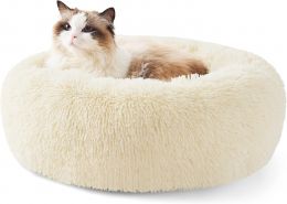 Bedsure Calming Cat Beds Donut Round Washable Kitten Bed 20 inches