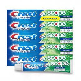 Crest Complete Whitening Toothpaste Plus Scope Outlast 5 Units / 178 g / 6.3 oz