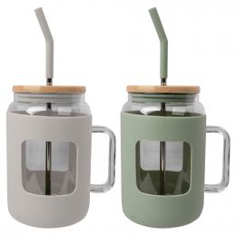 Lexi Home Glass Cups with Silicone Protector, 2 Units / 1.20 L / 40 oz