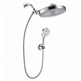 Rain Shower System with Overhead Shower Head and Chrome Handheld Shower