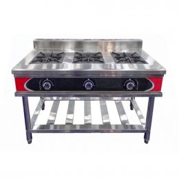 Black Star Commercial Gas Stove with 3 Burners in Stainless Steel BS-GZL-3W