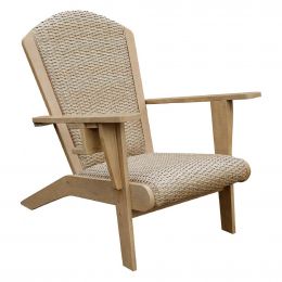 Adirondack Chair Made of Eucalyptus Wood and Wicker for Outdoor Use