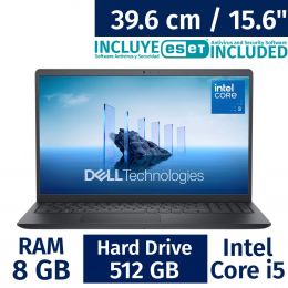 Dell 39.62 cm / 15.6" Laptop Intel Core i5-1334U 8 Gigabytes / 512 Gigabytes LDC15250-5315BLK-PUS + ESET Antivirus