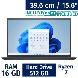 Dell 39.62 cm / 15.6" Inches Laptop AMD Ryzen 7 16 Gigabytes / 512 Gigabytes + ESET Antivirus