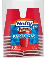 Hefty Party On Disposable Plastic Party Cups Plastic 30 Count, 18 Oz, Bundle of 4