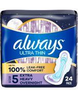 Always Ultra Thin Feminine Pads For Women 24 Count, Bundle of 4