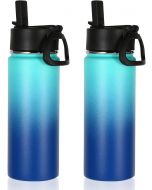 Volhoply 18oz Insulated Water Bottle Bulk Stainless Steel Metal 2 Pack, 18oz, Bundle of 2
