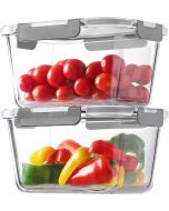 HOMBERKING 4 Pieces 63oz/8cup Large Glass Food Storage Containers with Glass 63oz, Bundle of 2