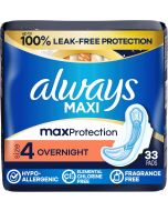 Always Maxi Overnight Pads with Wings for Women 33 Count, Bundle of 3