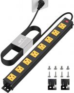 FENJIKRONIX 8 Outlet Heavy Duty Metal Power Strip Metal Heavy Duty 1.97 inch, 6FT, Bundle of 2