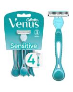 Gillette Venus Simply 3 Sensitive Women's Disposable Razors Pack of 1, Bundle of 4