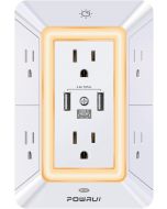 POWRUI Multi Plug 6 Outlet Surge Protector Extender with 3 USB Ports (1 USB C) and Night Light, Bundle of 3