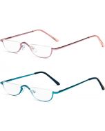 KoKoBin Half Reading Glasses Glass Metal 2 Pack, Bundle of 3