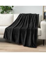 PAVILIA Black Fleece Throw Blanket for Microfiber 50x60, Bundle of 2