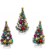 RAZ Imports Mini Decorated Christmas Tree Figurines - Set of Set of 3, Bundle of 2
