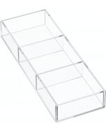 HIIMIEI 3 Section Clear Acrylic Drawer Organizer Tray 3 inch, 8x4, Bundle of 2