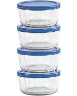 Anchor Hocking 2 Cup Glass Storage Containers with Glass Set of 4, Bundle of 2
