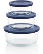 Pyrex Simply Store (3-Pack) Glass Food Storage Containers Set Glass Plastic 3-Pack, Bundle of 2